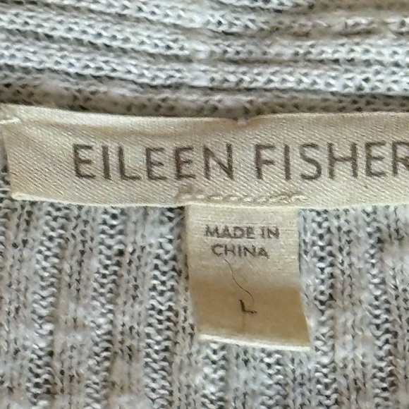 EILEEN FISHER Lightweight Linen Blend Cream Long Open Cardigan Duster Sweater L - Picture 6 of 11